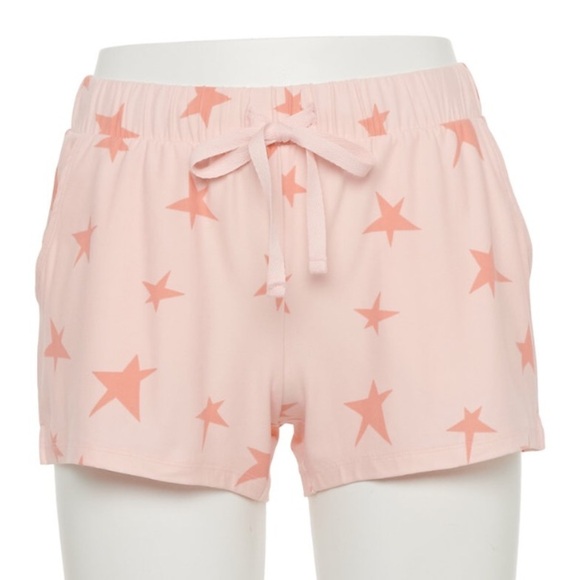 SO 1X pink with coral stars pajama shorts with pockets - Picture 2 of 11